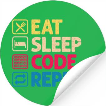 Discover Eat Sleep Code Repeat Funny Binary Programmer Stickers