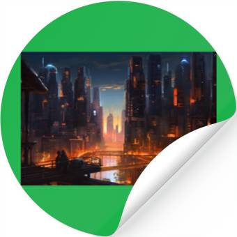 Discover Chicago Cyber Punk Stickers