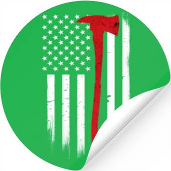 Discover Thin Red Line Flag Axe Firefighter Support Stickers