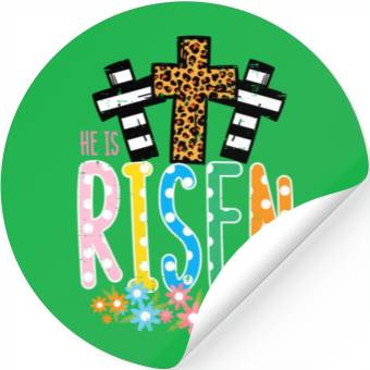 Discover He Is Risen Leopard Cross Easter Jesus Religious Stickers