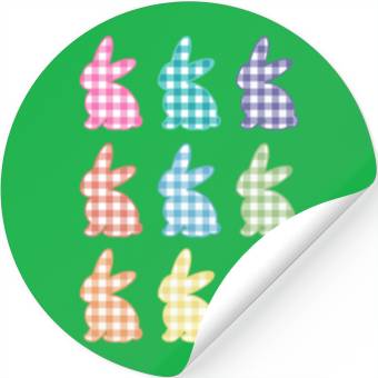 Discover Easters For Plaid Easter Bunny Gingham Stickers