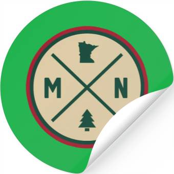 Discover Minnesota Mn Circle Patch Red And Green Stickers