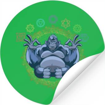 Discover Chakras Meditating Gorilla Ape Monkey Stickers