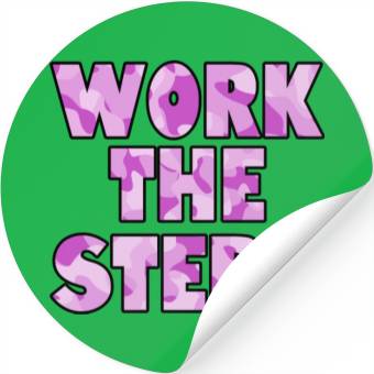 Discover Work the Steps purple camo Stickers