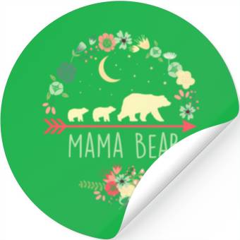 Discover Floral Mama Bear With 2 Cubs Stickers
