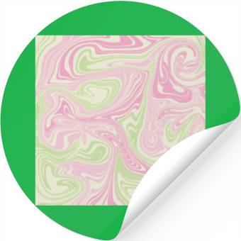Discover Psychedelic Swirl Green Pink Pattern Stickers