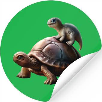 Discover dinosaur on turtle Stickers