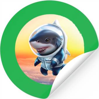 Discover Shark astronaut at sunset Stickers