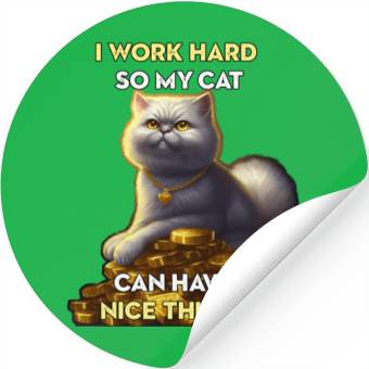 Discover I Work Hard So My Cat Stickers
