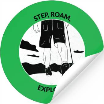 Discover Step, Roam, Explore Hiking Stickers