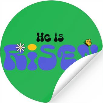 Discover He Is Risen Groovy Christian Easter Stickers