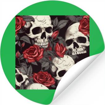Discover Dark Pattern Skulls & Red Roses Elegant Gothic Stickers