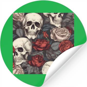 Discover Skulls & Red Roses Dark Elegant Gothic Pattern Stickers
