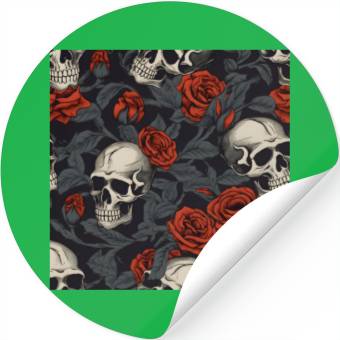 Discover Red Roses & Skulls Pattern Dark Elegant Gothic Stickers