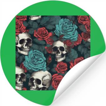 Discover Gothic Skulls & Red Roses Pattern Dark Elegant Stickers