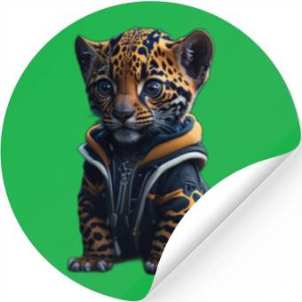 Discover A cute tiny hyper realistic baby jaguar Stickers