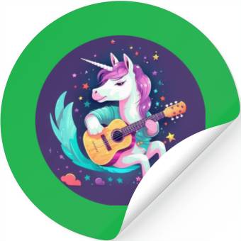 Discover Unicorn Guitar Sunset Stickers