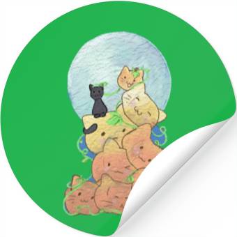 Discover Cat Pumpkin Pile Stickers