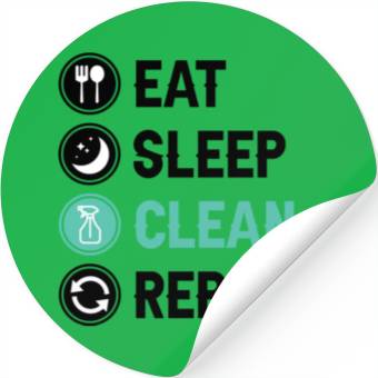 Discover Eat Sleep Clean Repeat aesthetic Stickers