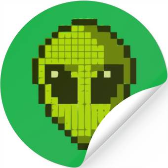 Discover Green Alien Face Stickers