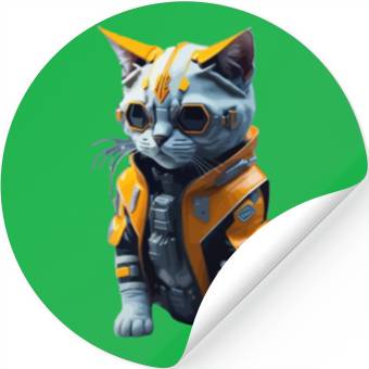Discover Cyberpunk Cat Stickers