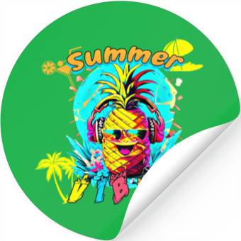 Discover Summer Vibes Pineapple Party Stickers