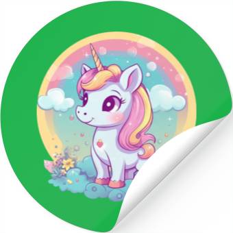Discover Unicorn Rainbow Sunset Stickers