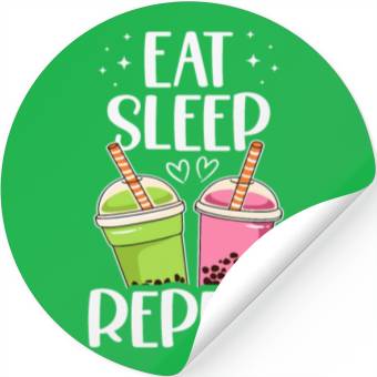 Discover Eat Sleep Boba Tea Repeat Bubble Tea Lover Drinker Stickers