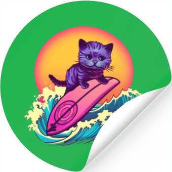 Discover Cool Cat Surfing Stickers