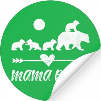 Discover Mama Bear Stickers With Four Bear Cubs
