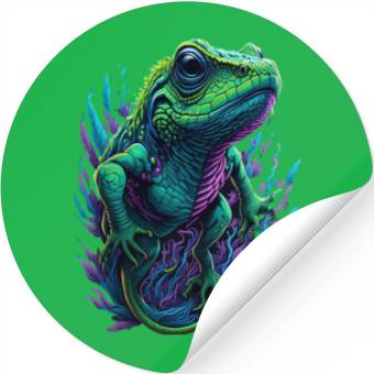 Discover Neon Lizard Colourful Stickers