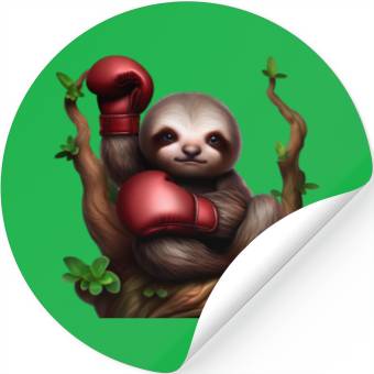 Discover Boxing sloth on tree Stickers