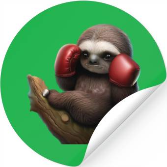 Discover Boxing sloth on tree Stickers