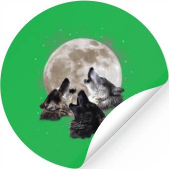 Discover Three Wolves Howling At The Moon - Wolf Stickers