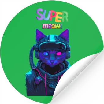Discover super meow Stickers, cute cat