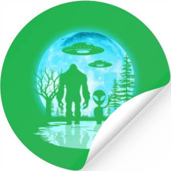 Discover Alien And Bigfoot Moon Stickers