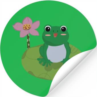 Discover Green Frog on Lotus Leaf vector. Stickers