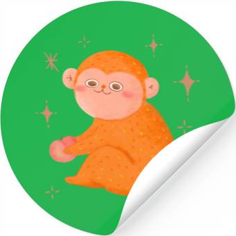 Discover Cute Monkey With Honey Peach Stickers
