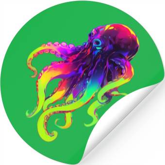 Discover Neon Octopus Stickers