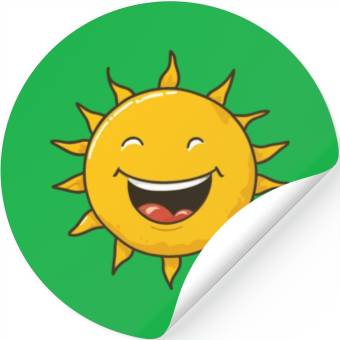 Discover Funny smiling sun logo Stickers