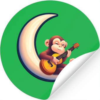 Discover Musical monkey in the crescent Stickers