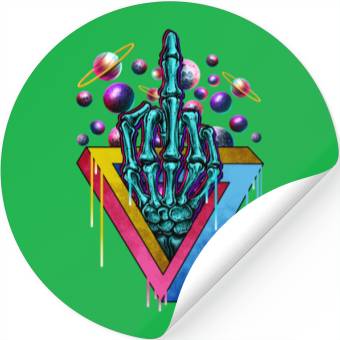 Discover Trippy skeleton middle finger Stickers