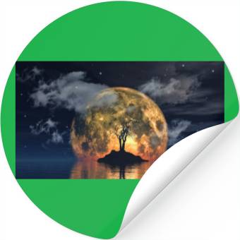 Discover spooky tree against big moon Stickers