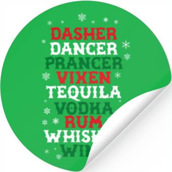 Discover Beer Wine Tequila Reindeer Stickers