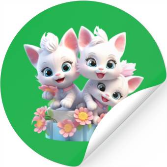 Discover Cute Kittens 3D Ai Art Stickers