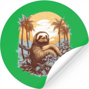 Discover Cozy Sloth Illustration Stickers