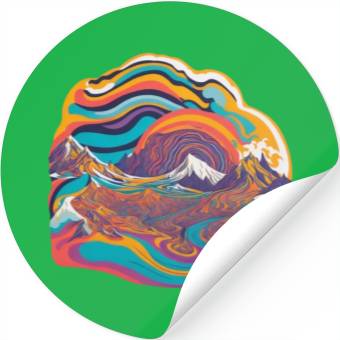 Discover A psychedelic landscape. Stickers