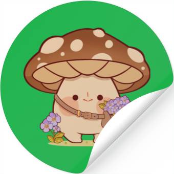 Discover Flower Picking Mushroom Stickers
