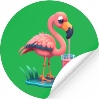Discover Summer Flamingo Stickers