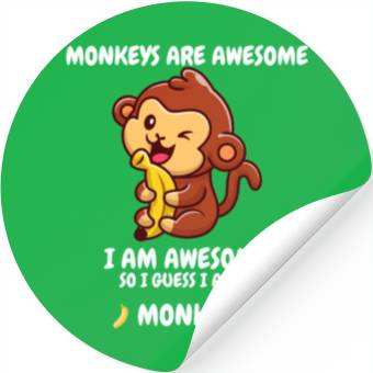 Discover Cute monkey with a banana Stickers